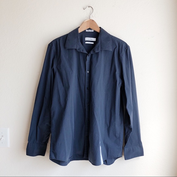 Calvin Klein navy long-sleeve button down shirt - Picture 2 of 3